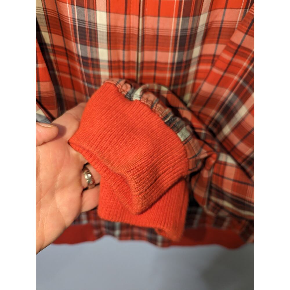 Pelle Pelle Vintage Plaid Zip Front Windebreaker Jacket  Orange Brown Gray 4X - Picture 10 of 11